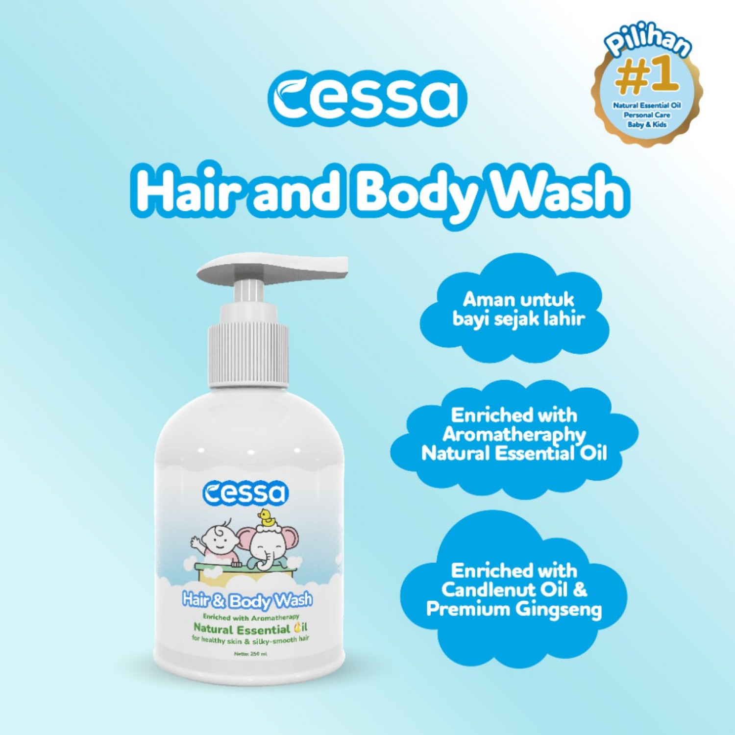 Cessa Hair & Body Wash - rekomendasi sabun anak terbaik