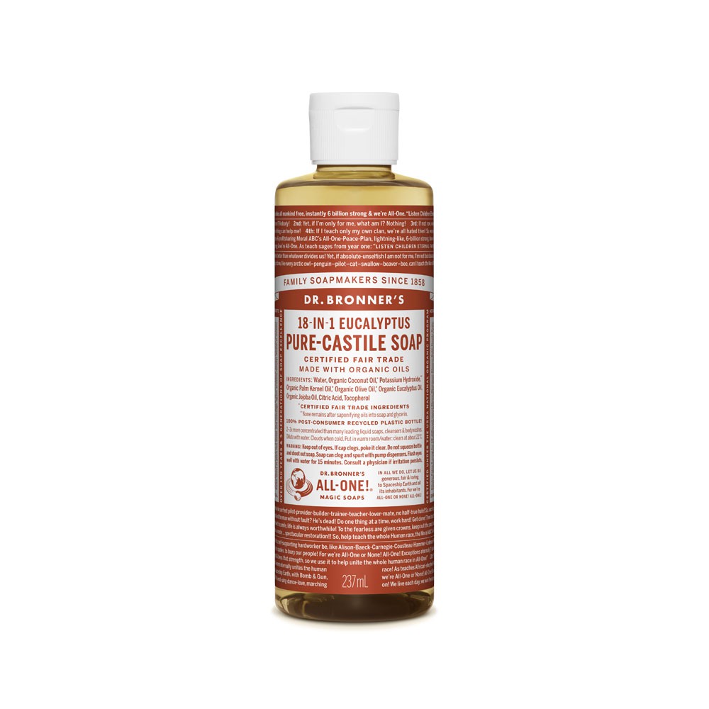 Dr. Bronners Eucalyptus Pure Castile Liquid Soap 237 ml FREE LIQ SOAP 59ML