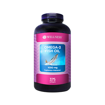 Wellness Omega 3 Fish Oil 375 Softgels Exp Date: 11/21 FREE 2 pcs Excell C 300 mg + Totebag